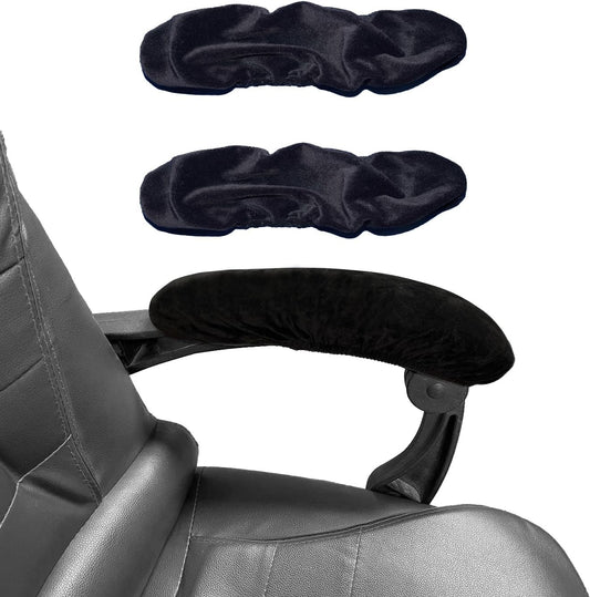 Office Chair Arm Rest Cover Velvet Office Chair Armrest Covers Stretchable Removable Armrest Protectors for Desk Chairs Computer Chair Gaming(Office Chair Arm Covers 2Pcs, Black)