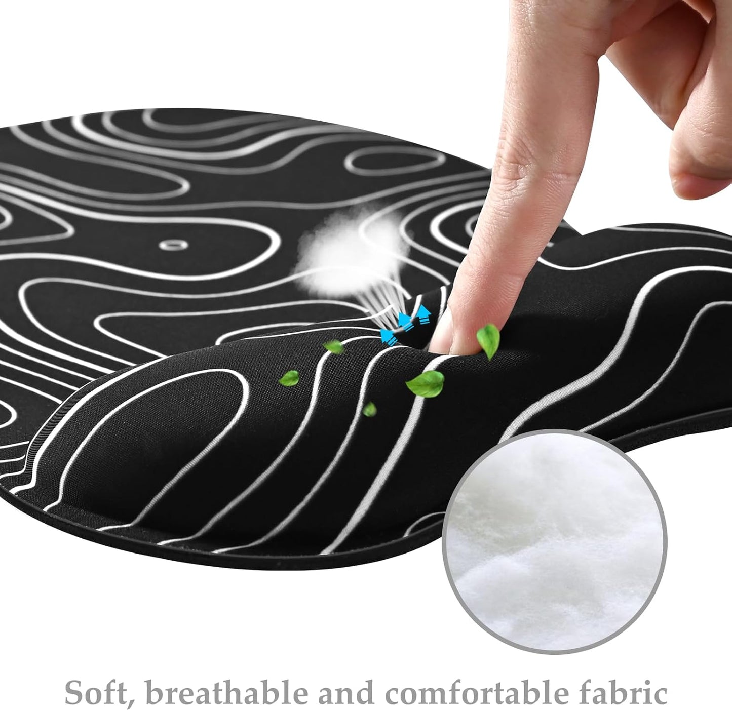 EooCoo Ergonomic Mouse Pad with Wrist Support, Mousepad with Memory Foam Wrist Rest and Non-Slip Base for Computer, Cafe, Home & Office, 9.64 x 8.26 in Office Desk Accessories