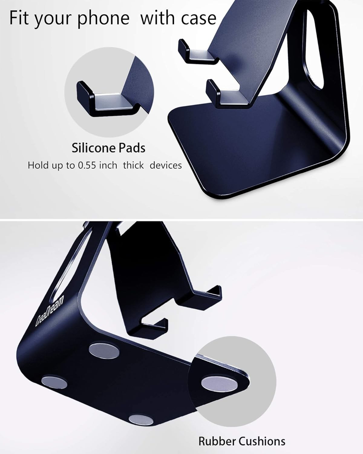 CreaDream Adjustable Cell Phone Stand, Phone Stand, Cradle, Dock, Holder, Aluminum Desktop Stand Compatible with Phone 16 15 14 13 12 11 Pro Max Plus SE, Accessories Desk, All Mobile Phones-Rose Gold