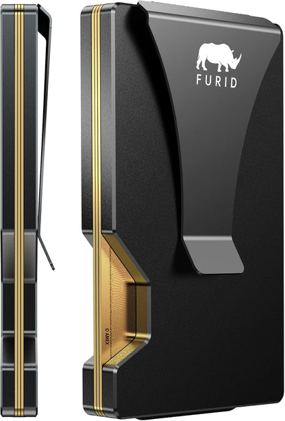 furid Airtag Wallet Men Slim: Metal Wallets with Airtag Holder, Air Tag Wallet for Men with 2 Money Clip Replaceable Gift Boxed