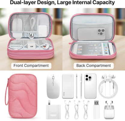 Skycase Tech Pouch - Lightweight Electronics Organizer Travel Case - Double Layers Cable Organizer - All-in-One Storage Bag for Charger, Cord, Phone, Flash Drive, Essentials - XL