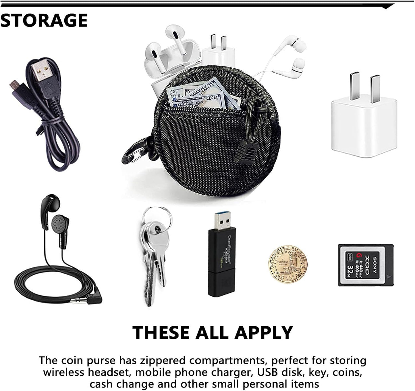Tactical Belt Pouch Key Pouch Backpack Accessories Tactical Vest Attachments Small Molle Pouch EDC Wallet Travel Pill Container Portable