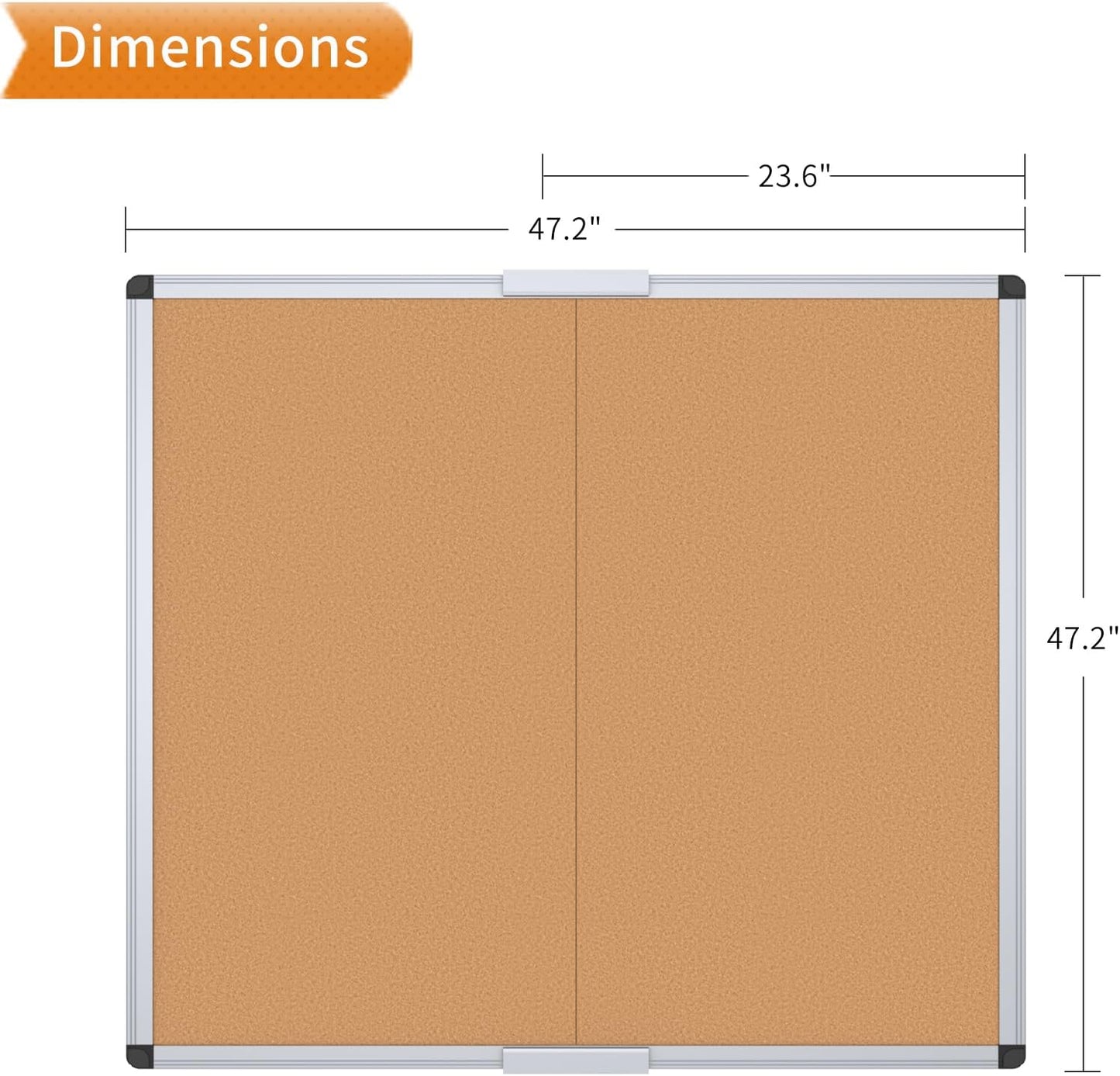 VIZ-PRO Cork Notice Board, 36 X 24 Inches, Silver Aluminium Frame