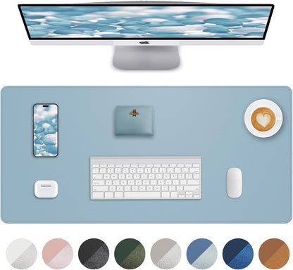 AFIING Desk Pad Protector 23.6" x 13.7" - Non-Slip Waterproof PU Leather Desk Mat for Mouse, Keyboard, Laptop, Office and Home Workspace (Beige)
