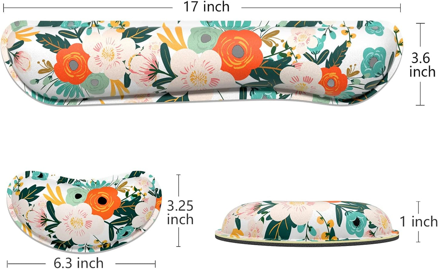 Dapesuom Enlarge Keyboard Wrist Rest, Memory Foam Wrist Cushion for Desk Mat Support, Cute Pain Relief Keyboard Mouse Pad Rests Set with Non-Slip Base for Gaming Laptop Office Computer, Elegant Flower