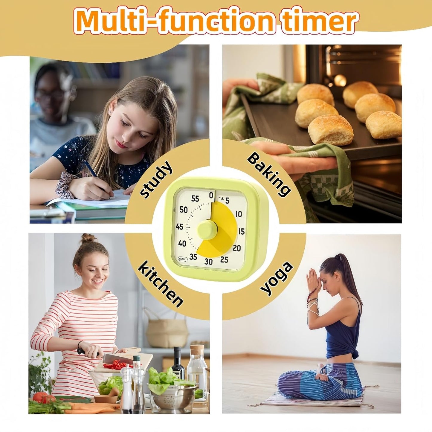 Visual Timer for Kids Timer Home - 60 Minute Kids Visual Timer for Classroom Home Office, Countdown Clock for Teaching Work Meeting, Pomodoro Timer for Time Management (Avocado Green)