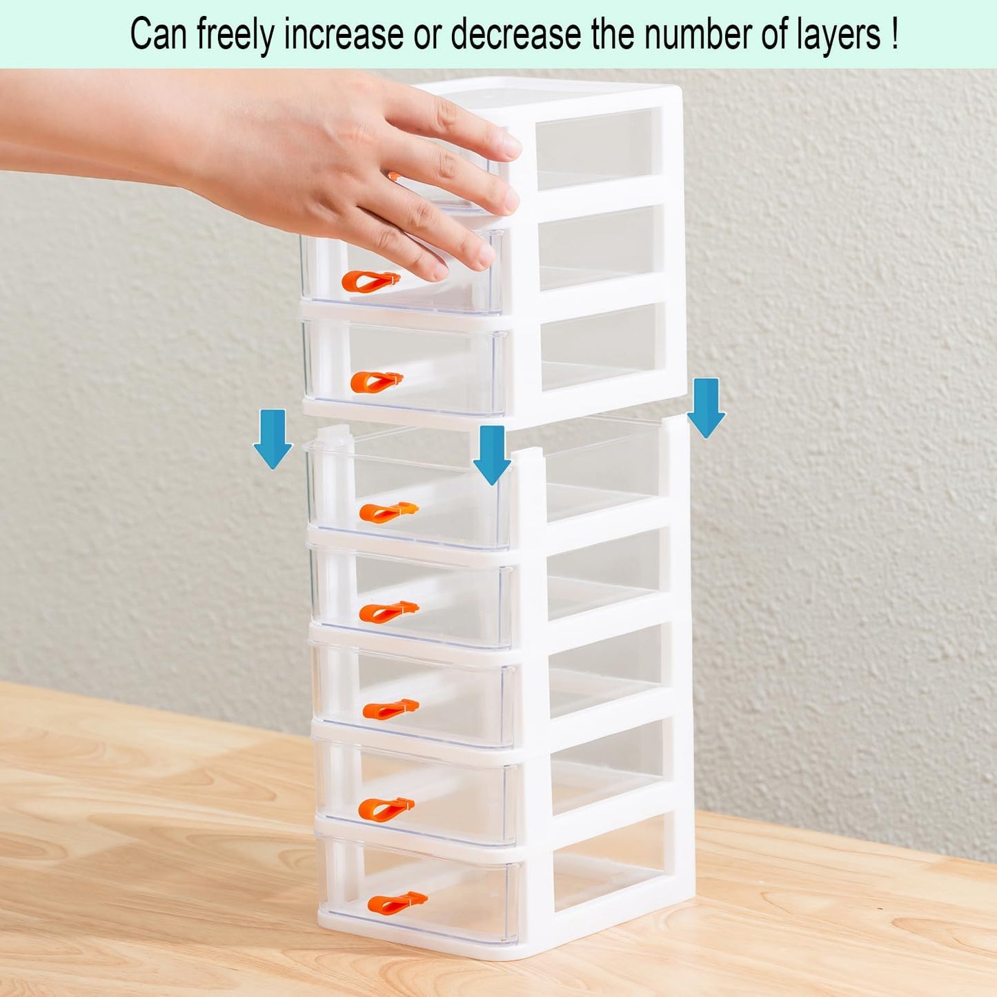 Gagee 3 Drawer Mini Desktop Unit,Plastic dressers with drawers for Arts and Crafts, Small Tools, Sewing Accessories, Stationary, and Hardware,Clear/White Frame