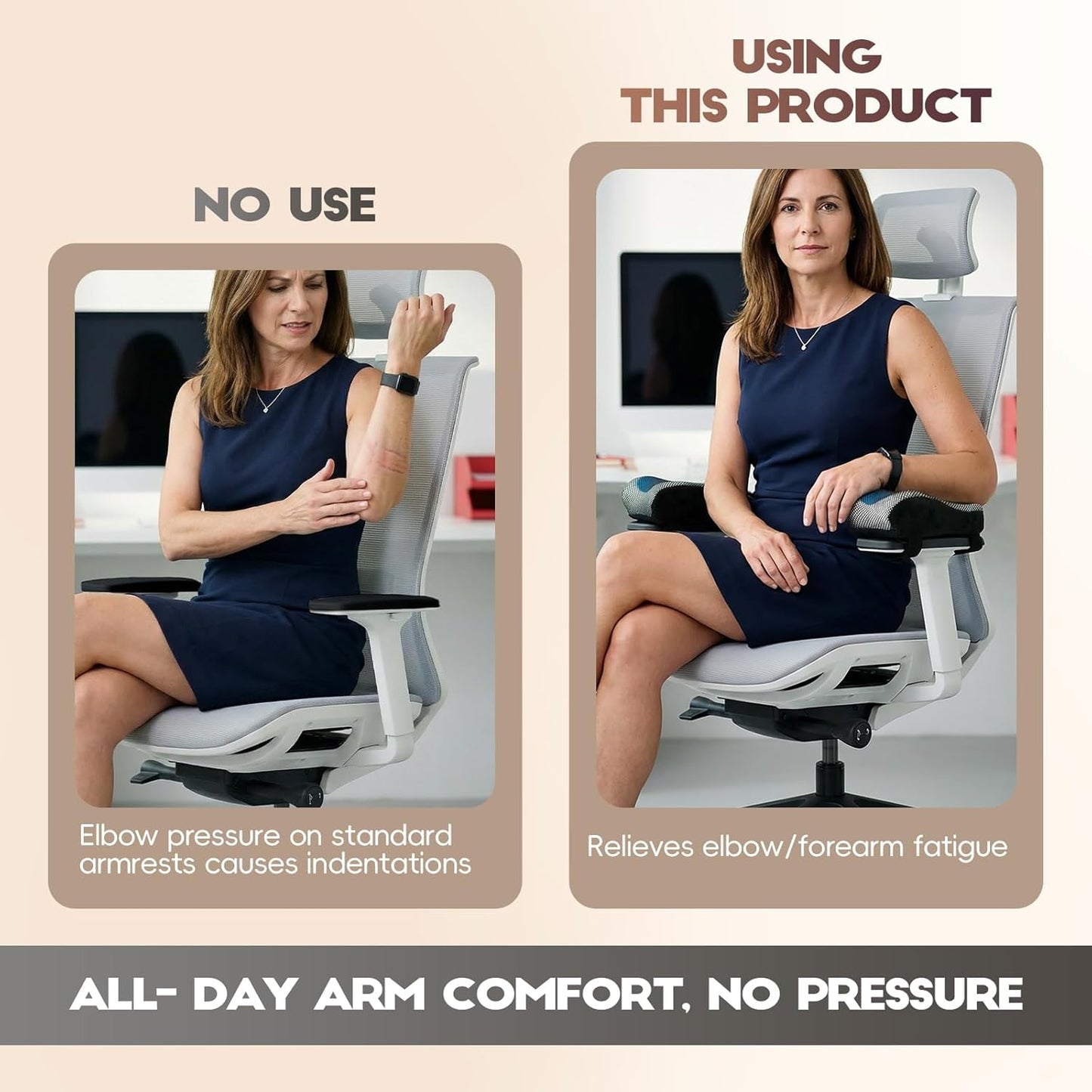 Office Chair Arm Pads, Ergonomic Memory Foam Wheelchair Cover, Arm Rest Pillow for Desk, Computer, Gaming and Elbows (Skin-Friendly Arm Rest Pillow)