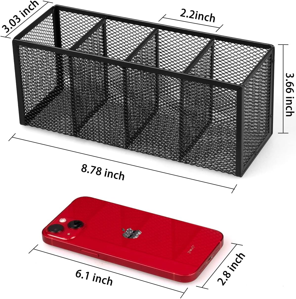 QYH Mesh Pen Cup Metal Pencil Holder for Desk 6 Packs Black Pen Organizer Office 3.54x3.93 Inch