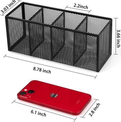 QYH Mesh Pen Cup Metal Pencil Holder for Desk 6 Packs Black Pen Organizer Office 3.54x3.93 Inch