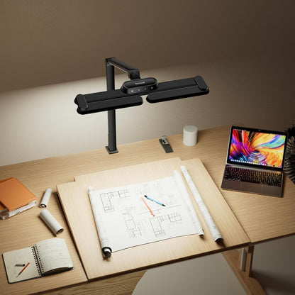 Honeywell LED Desk Lamp with Clamp - HJ3B Sunturalux Eye-Caring Desk Light for Home Office, 22W Ultra Bright 3-Section Adjustable Task Lamp with Stepless Dimming for Dual Monitor Lighting
