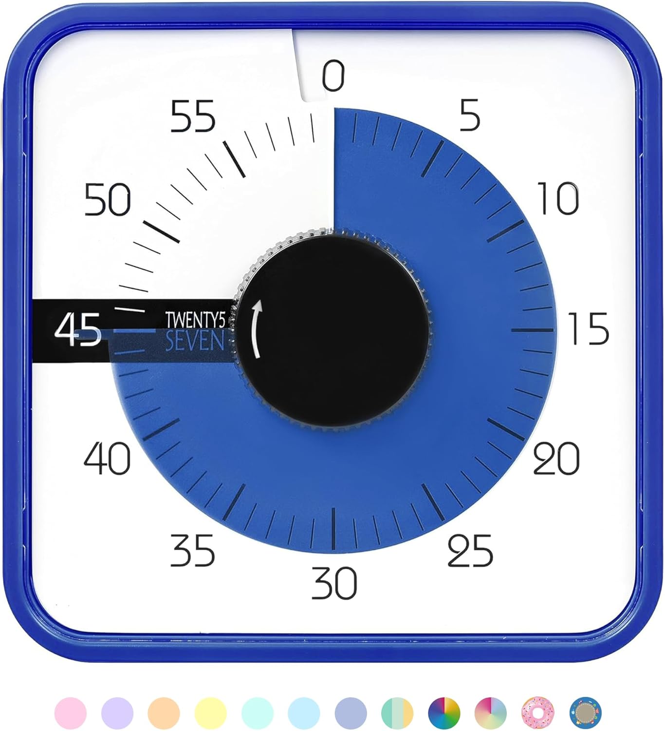 Visual Timer 7.5 inch; 60 Minute 1 Hour Countdown Timer for Kids Classroom Teaching Tool Home Office Meeting, Mechanical Countdown Clock for Exam Time Management Magnetic, Sky Blue with Colorful Disc