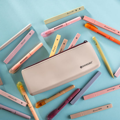 DIVERSEBEE Soft Silicone Pencil Case, Aesthetic Pencil Pouch with Zipper, Cute Pen Bag for School, Bible Journaling Supplies and Accessories, Pencil Organizer (Grape)