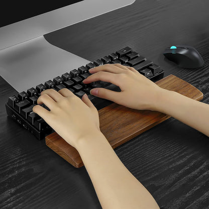 Linkidea Wooden Keyboard Wrist Rest for 61Keys 60% Compact Keyboard, Compact Gaming Mechanical Keyboard Wrist Rest Hand Palm Pad, for Office, Computer, Laptop Typing, Gaming (Black Walnut)