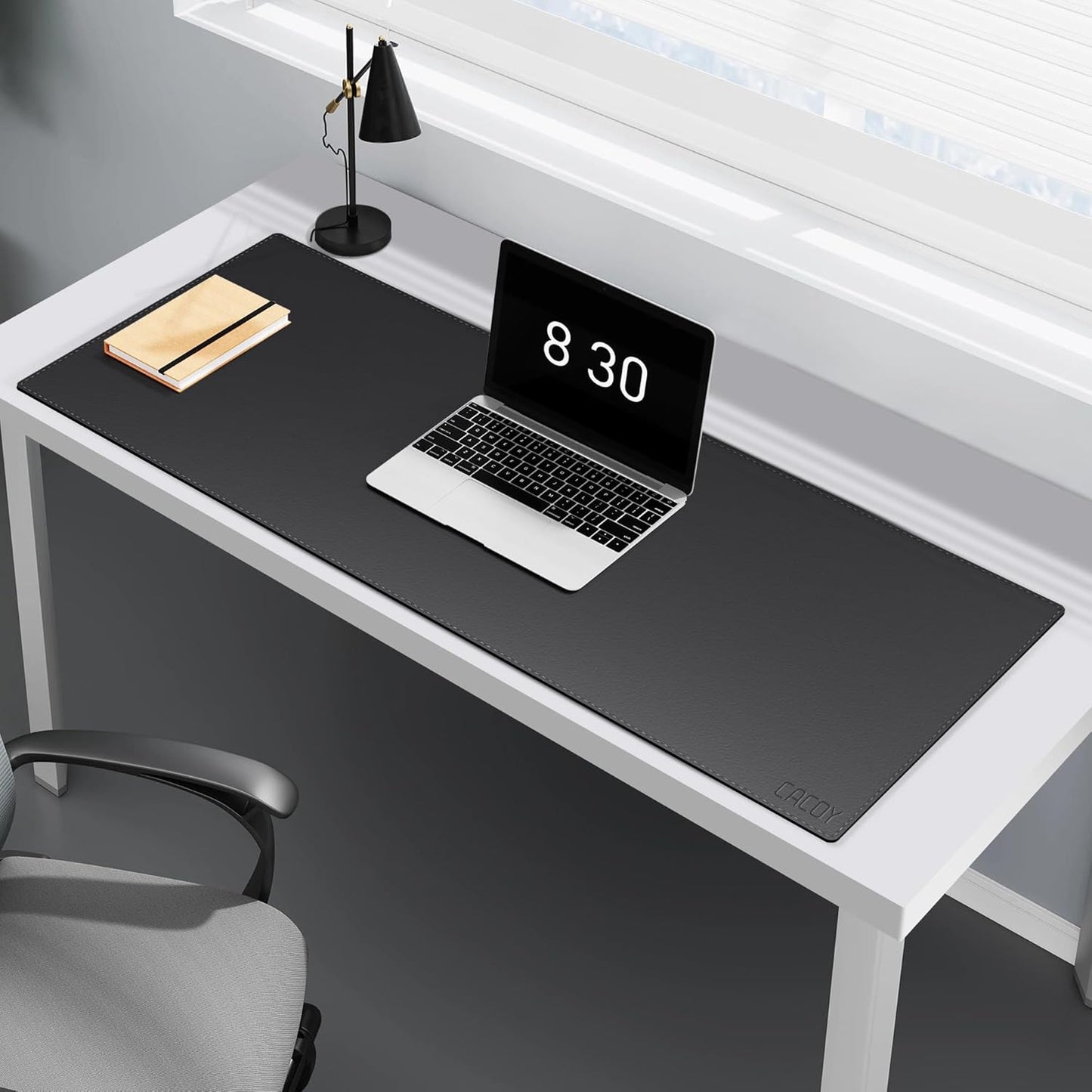 Cacoy 36" x 20" Leather Desk Mat for Home Office, Extra Large PU Leather Desk Pad Blotters, Waterproof Computer Keyboard Mat, Extended Gaming Mouse Pad, Desk Protector for Desktop and PC Laptop, Black