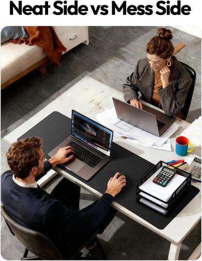 YSAGi Leather Office Desk Pad Protector, Large Mouse Pad, Non-Slip, PU Leather, Laptop Desk Blotter, Waterproof Writing Pad for Office and Home, Black, 23.6" x 13.8" - Colors B