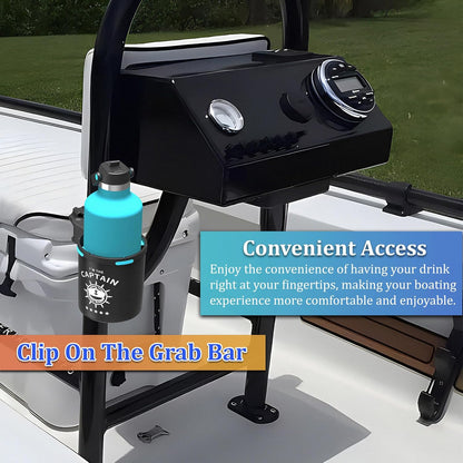 Marine Boat Rail Cup Holder, No Drilling Install On Bimini Top Conver Rail Or Pole, Grip Rail, Grab Bar, Boat Gifts for Boat Lover, Cup Holder for PWC, Jet Ski, Seadoo