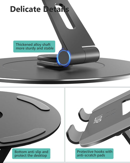 LOXP Adjustable Laptop Stand for Desk, Metal Foldable Laptop Riser Holder, Portable Ventilated Cooling Desk Book Shelf, Ergonomic Computer Notebook Stand Compatible with 10-15.6" Laptops