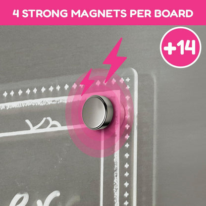 CHALKY CROWN Magnetic Dry Erase Menu Board for Fridge Includes 4 Liquid Chalk Markers - Weekly Meal Planner Blackboard, Grocery List & Notepad for Kitchen Refrigerator - Chalkboard Magnet 15.6" x11.6