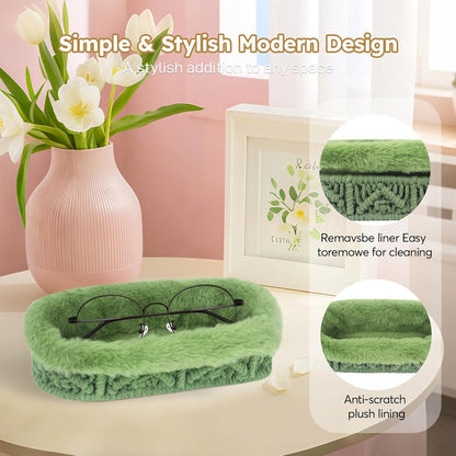 Glasses Holder,Anti-scratch Plush Lined Eyeglass Holder Stand for Nightstand Desk Storage Organizer