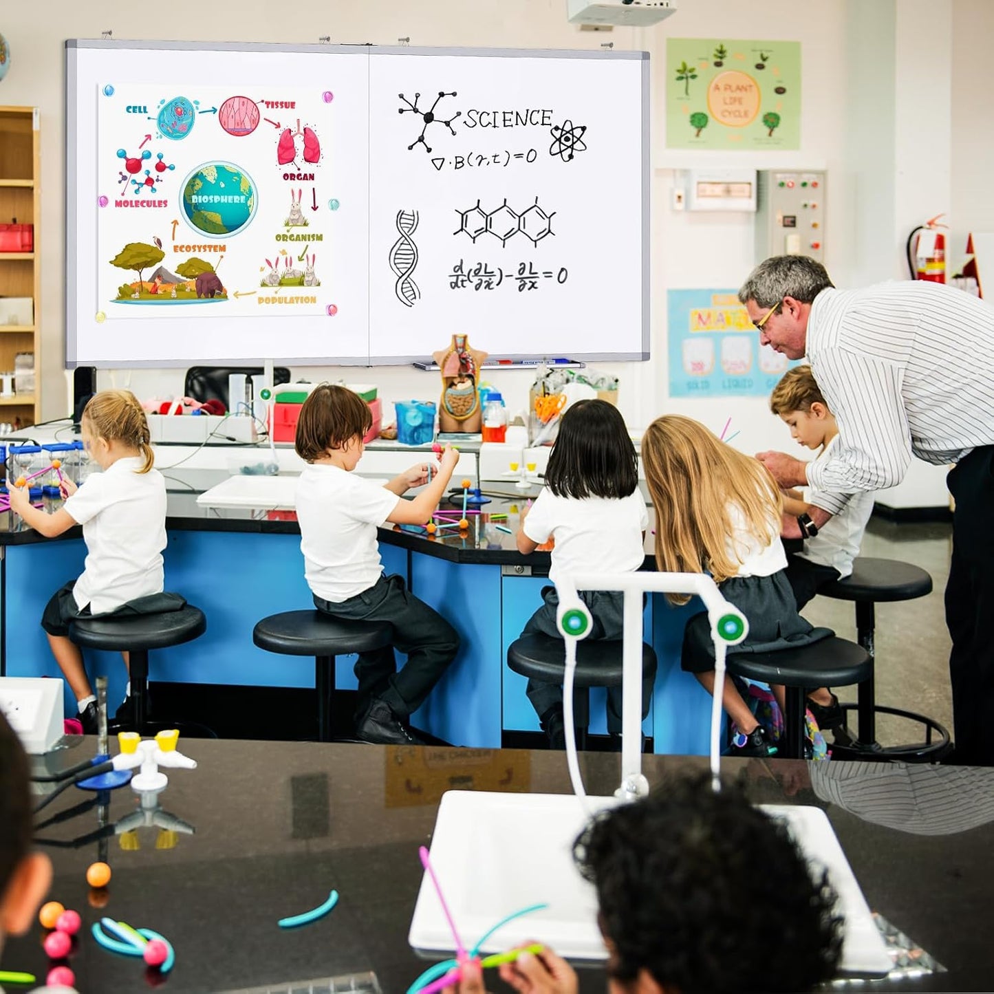 Magnetic White Board Dry Erase Board for Wall，72" x 40" Wall-Mounted Aluminum Frame Marker Board, Foldable Portable Whiteboard with a Long Pen Tray for School, Classroom, Office & Home