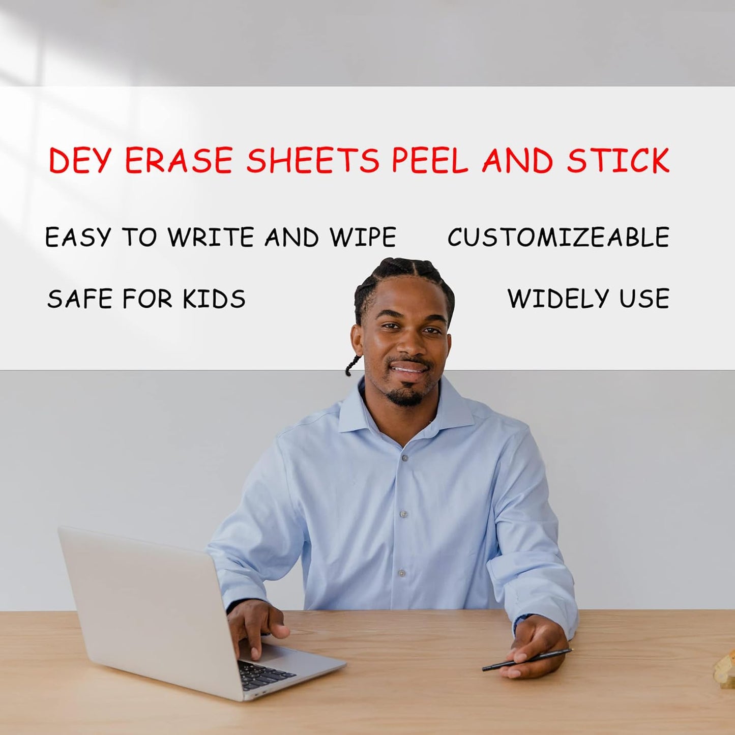 Dry Erase Board Sticker- Whiteboard Stickers-8.27''x11.69'' Removable Dry Erase Sheets- Fridge Dry Erase Paper for Wall/Desk/Refrigerator/Door/Locker/Home/Office/Classroom (White-2Pcs)