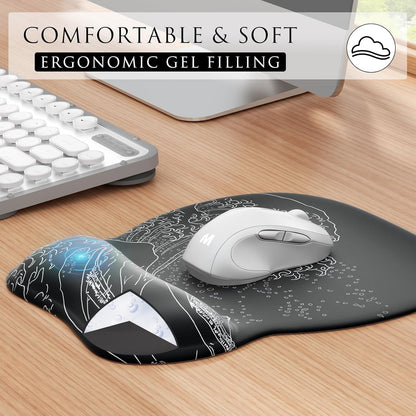 MROCO Ergonomic Mouse Pad with Gel Wrist Rest, Smooth Wrist Support Surface, Non-Slip PU Base for Pain Relief, Comfortable Mousepad for Computer, Laptop, Office & Home, 9.4 x 8.1 in, Black