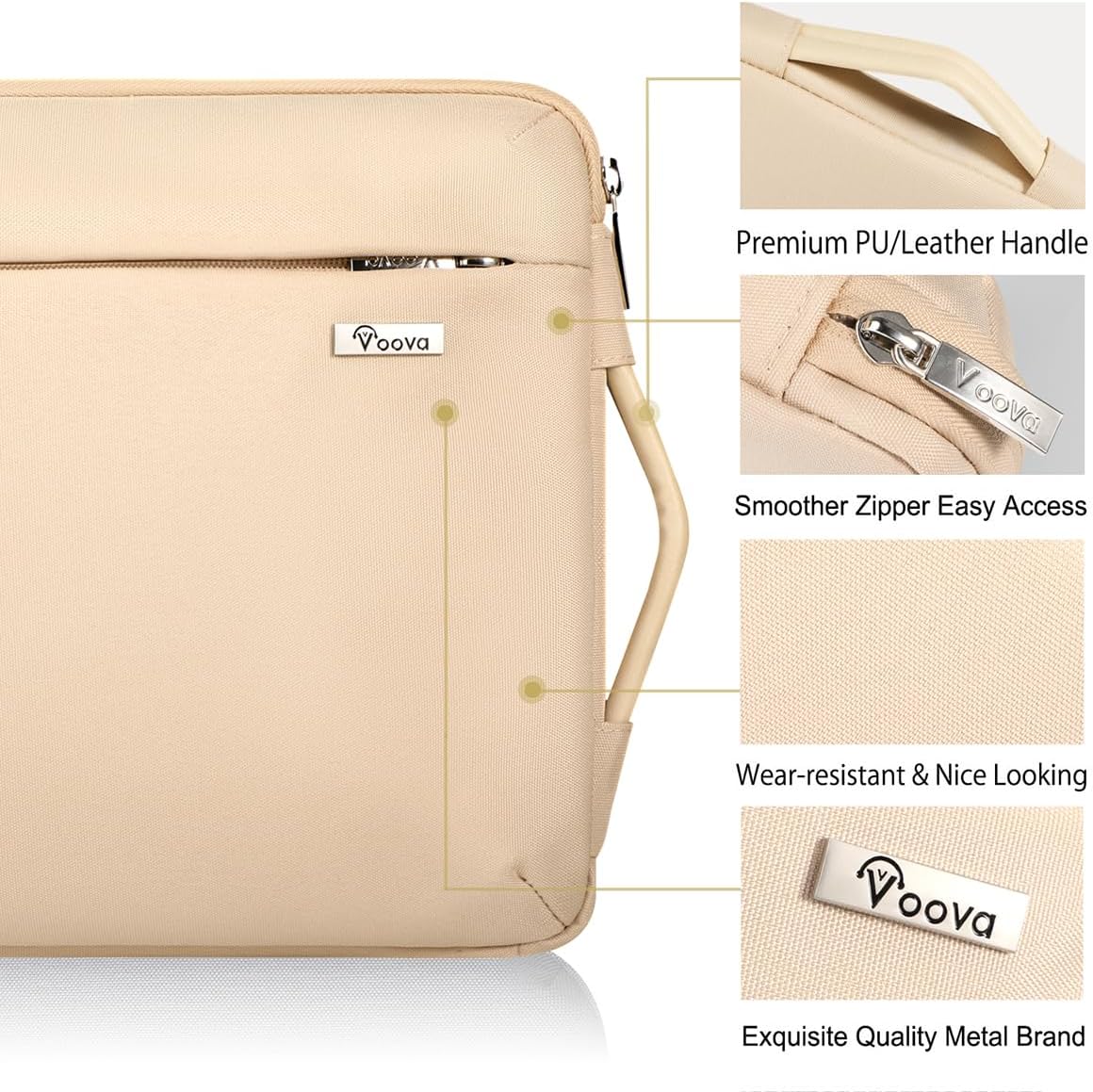 Voova Laptop Sleeve Case 15.6 16 Inch with Handle, 360° Protective Waterproof Slim Computer Bag Cover Compatible with MacBook Pro M2/M3/M4 16, HP Acer Lenovo Yoga ThinkPad Asus Laptop, Grey