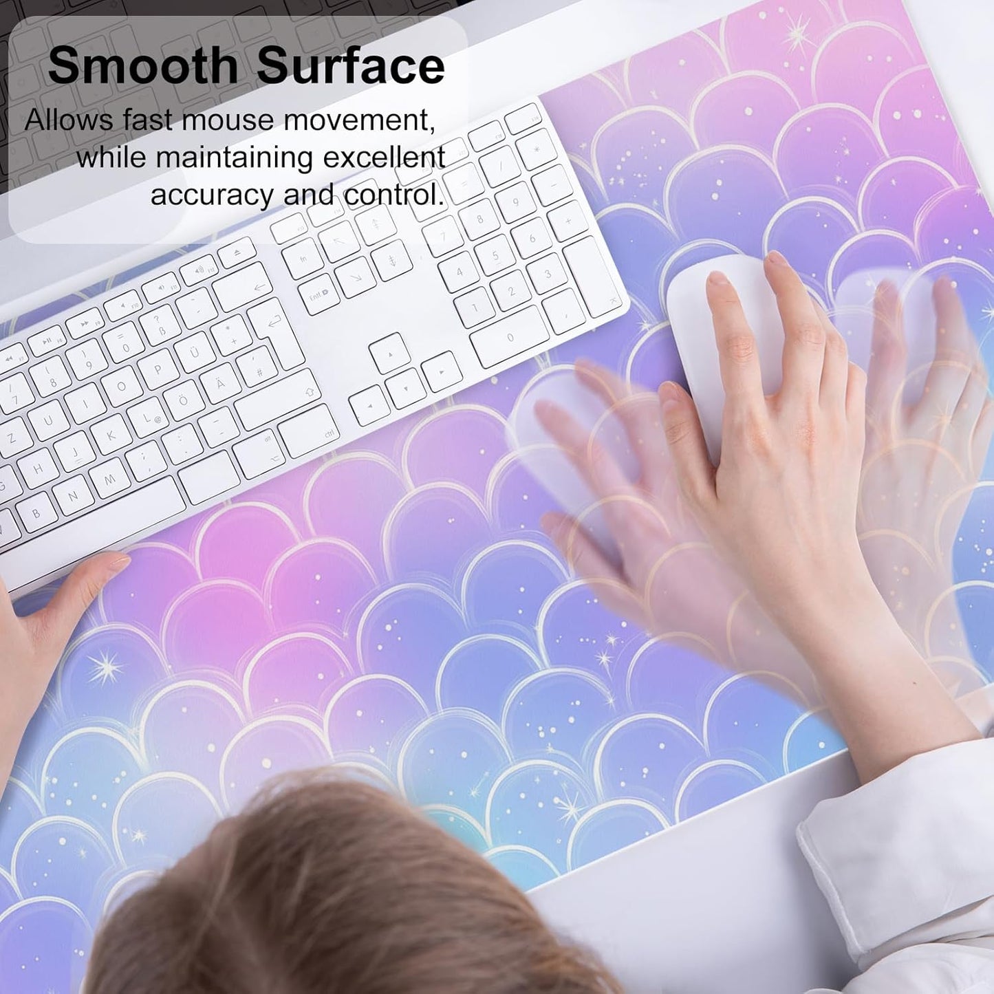 QIYI Large Mouse Pad, Cute Pink Desk Mat for Desktop, Women Girls PU Leather Desk Pad Waterproof Gaming Mousepad, Rose Gold Marble Computer Protector Writing Pad for School Office Home 31.5" x 15.7"