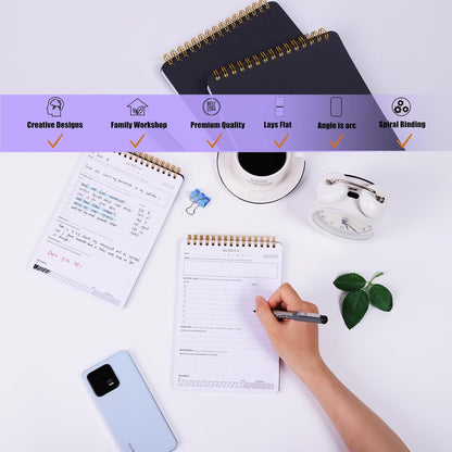 ZERONE CENTRE Productivity Weekly Planner - 54 Sheets Dashboard Spiral Deskpad Has 6 Focus Areas to List Tasks for Goals, Projects, Clients, Academic, or Shopping-Organize Your Daily Work Efficiently