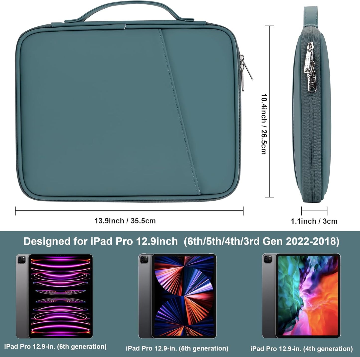 8-9 Inch Tablet Sleeve Bag, Padded Travel Pouch for Galaxy Tab A9 8.7/Tab A 8.4/Fire HD 8, Portfolio Style with Mesh Pocket and Compartments for Accessories (PU-Gray9)
