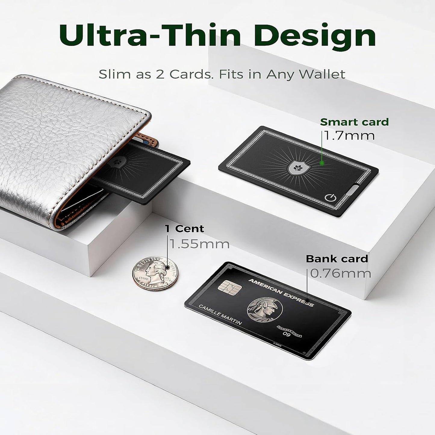Wallet Tracker Card for Apple Find My (iOS Only, Apple MFi Certified) -Ultra Slim Rechargeable Bluetooth GPS Tracker,5-10 Years Staying Power,Item Locator for Wallet,Key Finder,Bags,Luggage(1-Pack)