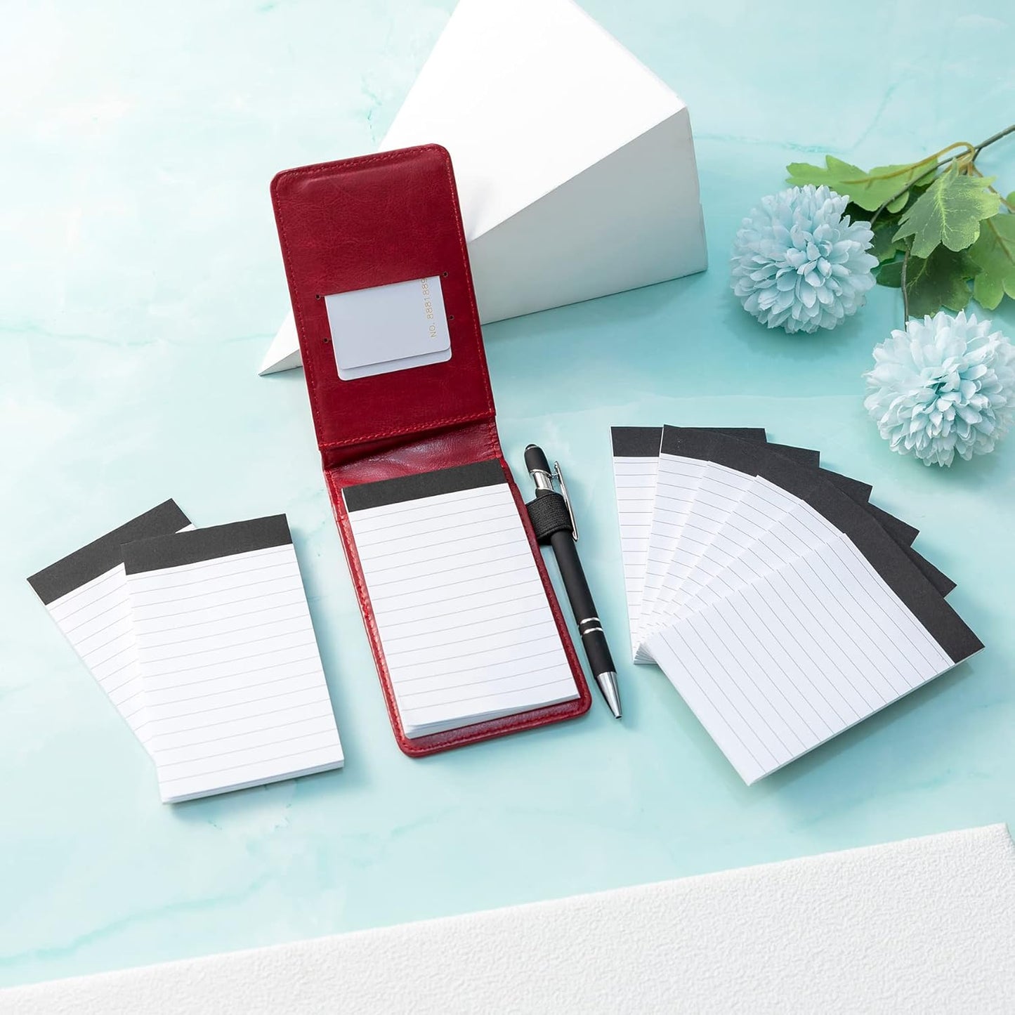 Camelmother 10 Pieces Small Notepad Holder Set Pocket Notebook 3 x 5 Inch with Pen