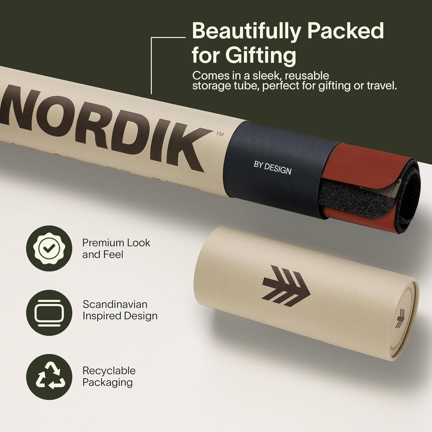 Nordik Felt and Leather Desk Mat - Willow Haze Sage - 35x17 Inch Felt and Vegan Leather Desk Blotter with Document Hideaway - Large Computer Mats for Desktop - Ideal Keyboard Mat for Office and Home