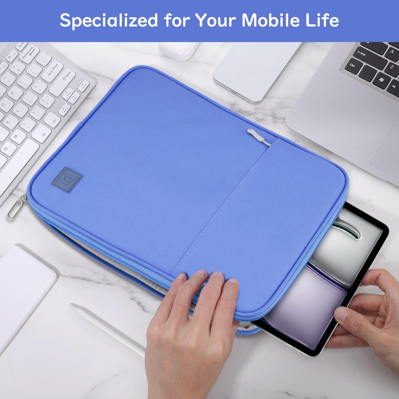 Dadanism 9-11 Inch Tablet Sleeve Padded Carrying Case for iPad (A16) 11th Gen 11", iPad 10th Gen 10.9", iPad Air M4/Pro M5 11", iPad Air 5/4, iPad 9/8/7th Gen, Galaxy Tab A11+ Plus 11", Blue