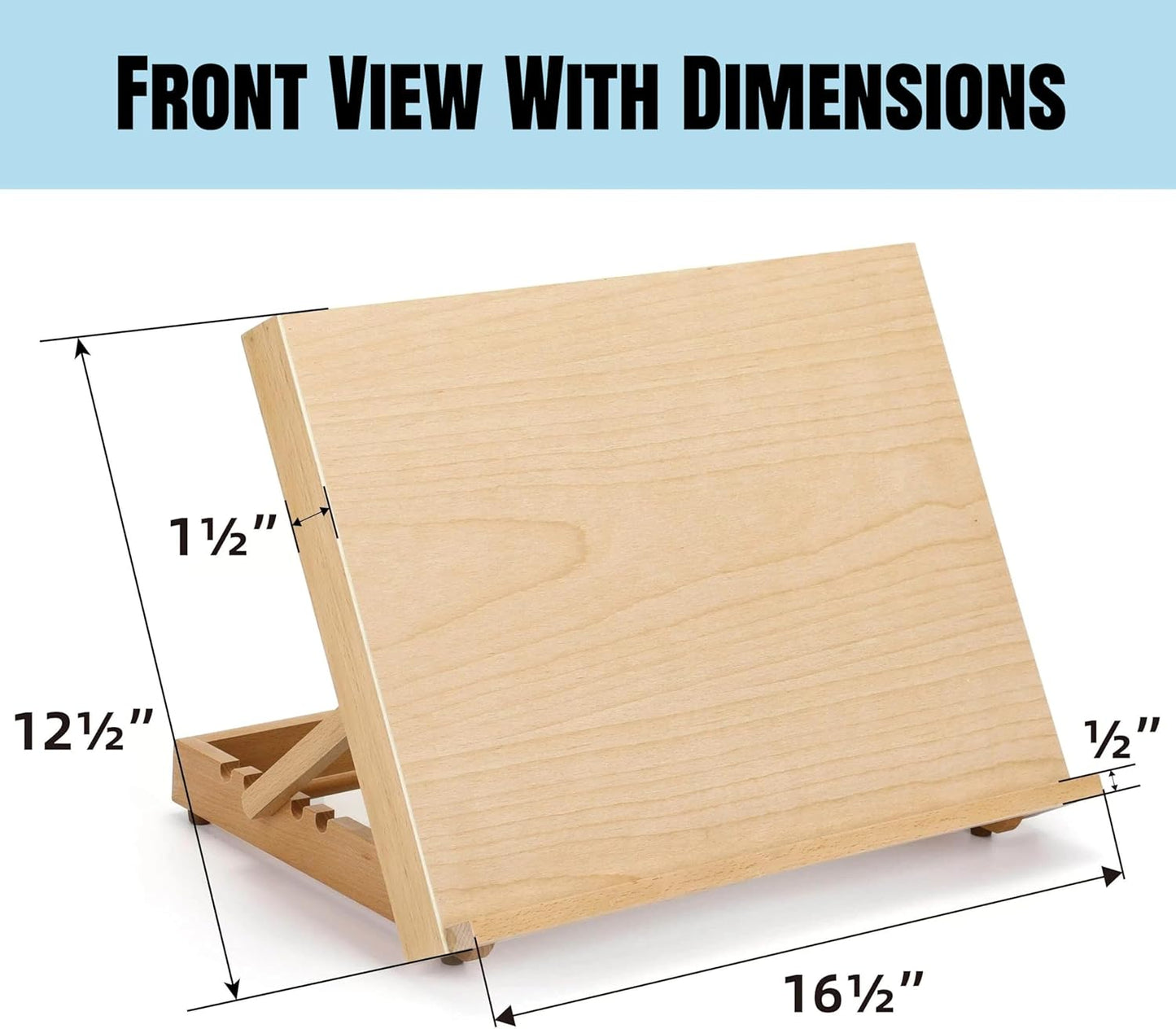 Adjustable Beech Wood Tabletop Easels for Painting and Drawing Supplies - Portable Drafting Table & Art Stand, 5-Position Desk Easel with Smooth Art Board for Studio Sketching (16.5" x 12.5")