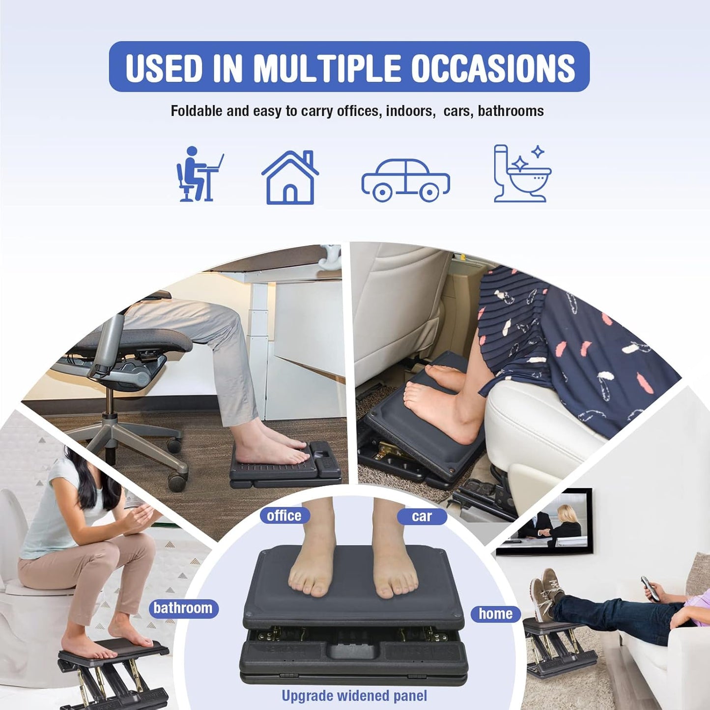 Foot Rest for Under Desk at Work 4-Level Height Adjustable, Ergonomic Foldable Footrest for Office, Gaming,Computer, Soft & Removable Pad Desk Foot Stool Suitable for All Seasons