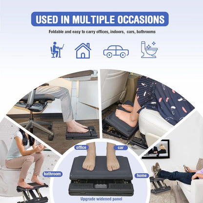 Foot Rest for Under Desk at Work 4-Level Height Adjustable, Ergonomic Foldable Footrest for Office, Gaming,Computer, Soft & Removable Pad Desk Foot Stool Suitable for All Seasons