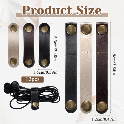 12 Pcs Data Cable Organizer, 2 Sizes Snap Cord Keepers Portable Strap Keepers for Travel, USB Charging Cable Strap Winder Earphone Wrap Men Women (6p 2.5in and 6p 3.5in)