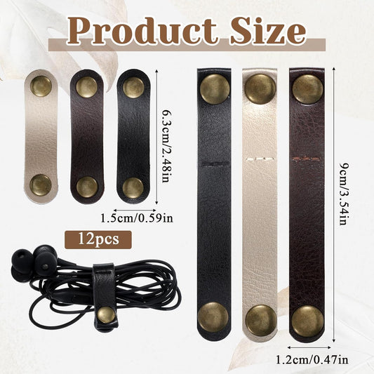 12 Pcs Data Cable Organizer, 2 Sizes Snap Cord Keepers Portable Strap Keepers for Travel, USB Charging Cable Strap Winder Earphone Wrap Men Women (6p 2.5in and 6p 3.5in)