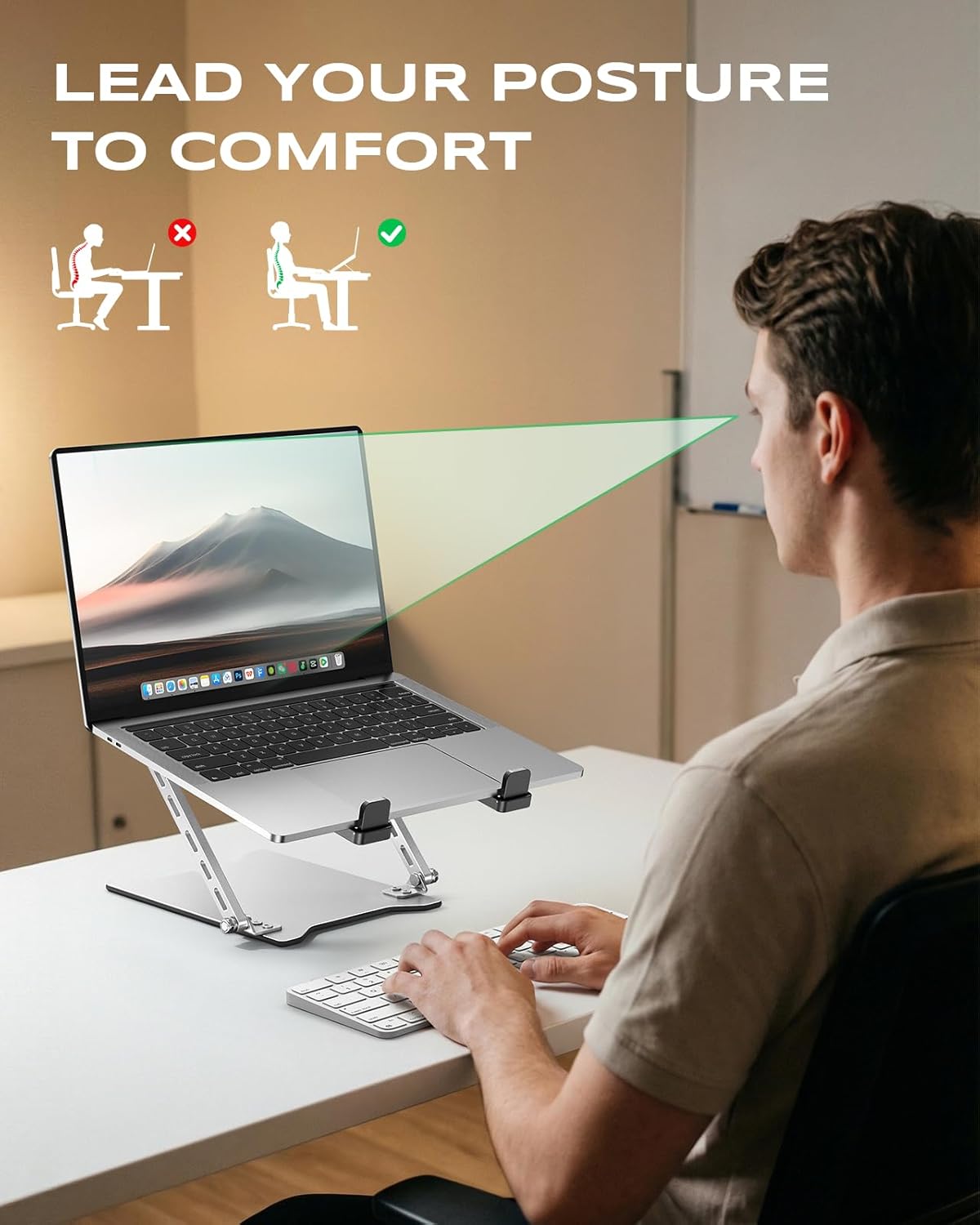 RIWUCT 2026 Ultra-Slim Portable Laptop Stand for Desk, Height Adjustable & Dual-Bar Support Laptop Riser Holder, Ventilated Computer Stand, Compatible with MacBook/Dell/HP(10-15.6"), Gifts for Men/Dad