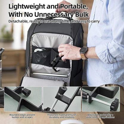 Desk Mount Bag Holder Hook Clamp,On Backpack Hanger Portable Desk Mount Headphones Holder for Reduce Desk Clutter Table Desk Table Hanging Storage (1 Pcs-Double Hook White)