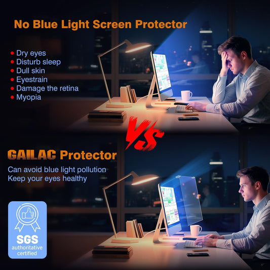 Anti Blue Light & Anti Glare Screen Protector,23-24 Inch Monitor Screen Protector for Eyes Strain,Hanging Computer Screen Blue Light Blocker for LCD TV PC Monitors(1 Pack: 23"-24" Diagonal)
