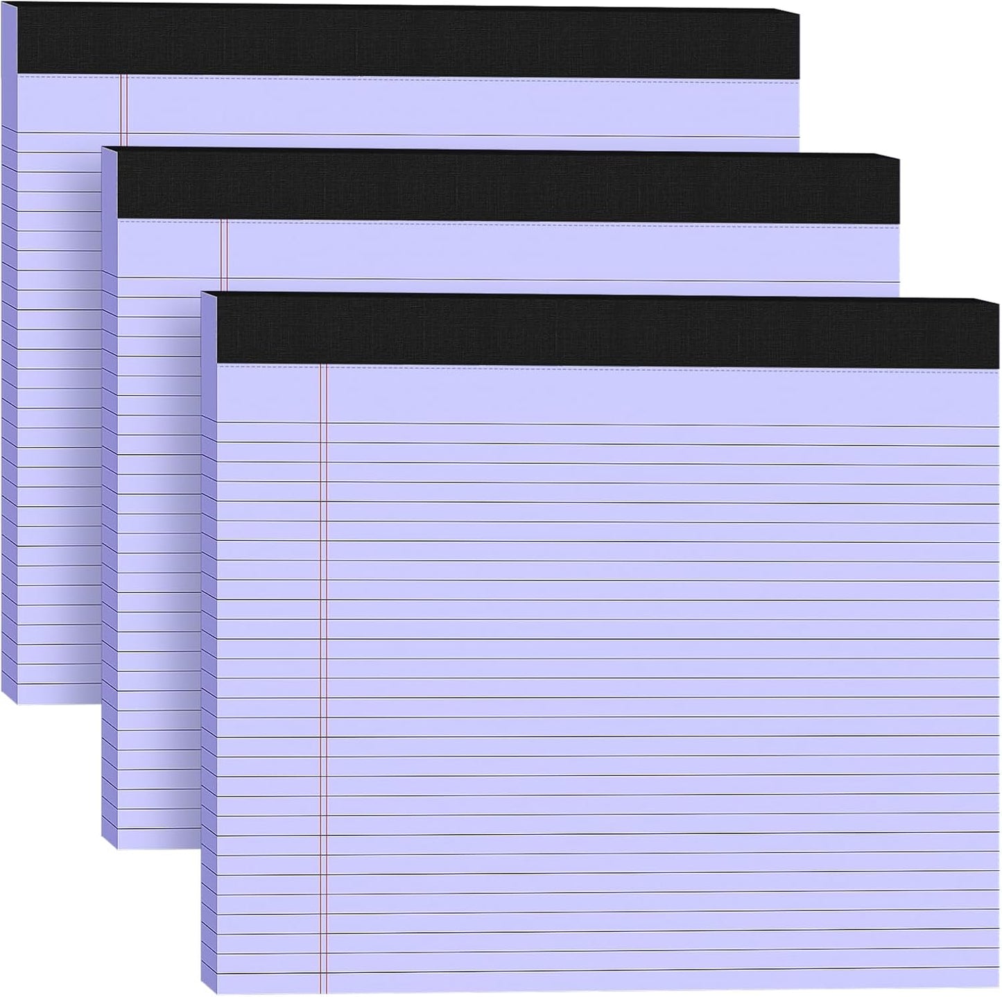 5 Pack Wide Legal Pads 11" x 9.5" Landscape Pink Purple Blue Green Yellow College Ruled Note Pad Narrow Ruled 30 Sheets per Notepad Perforated Writing Paper Thick Backboard Horizontal Pads of Paper