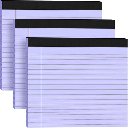 5 Pack Wide Legal Pads 11" x 9.5" Landscape Pink Purple Blue Green Yellow College Ruled Note Pad Narrow Ruled 30 Sheets per Notepad Perforated Writing Paper Thick Backboard Horizontal Pads of Paper