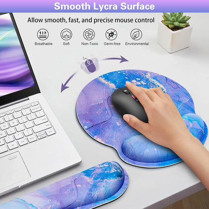Ergonomic Keyboard Wrist Rest, Mouse Pad with Wrist Rest Anime, Cat Gaming Mousepad with Wrist Support, Memory Foam Wrist Rest Set for Computer Keyboard, Funny Cute Office Desk Accessories