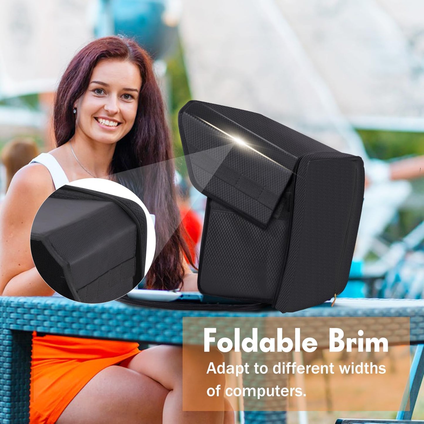 Laptop Sun Shade Laptop Sun Glare Shield Privacy Screen Hood Lightweight Laptops Sunshade Bag for Working Outside Portable Shield Cover 12-14'' (Patent Pending)