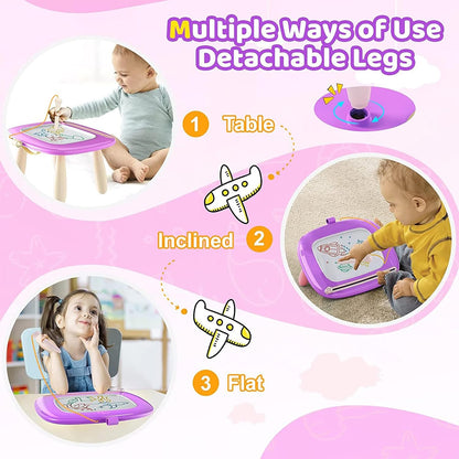 Kikidex Magnetic Drawing Board, Toddler Girl Toys for 1-3 Year Old, Doodle Board Pad Learning and Educational Toys for 1 2 3 Year Old Baby Kids Birthday Gift (Soft Pink)