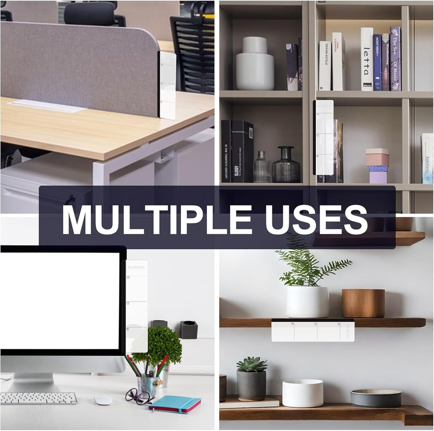 Office Desk Accessories 2pcs Multifunction Computer Monitor Memo Board - Office Supplies for Women Men Computer Sticky Note Holder Home Decor (Smooth Monitor Memo Board)