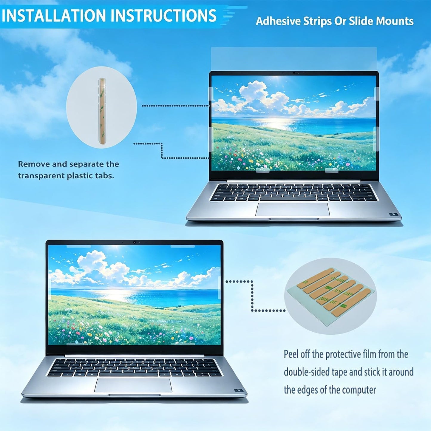 Laptop Privacy Screen 16.1 inch 16:9, 26° Anti Peeping Removable Anti Glare Blue Light Filter Compatible with All 16.1” 16:9 Laptops Portable Monitors